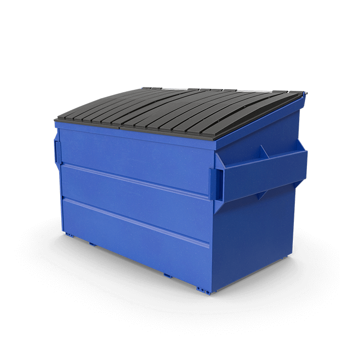 CleanClosedFrontLoadDumpster 2-yard front load steel dumpster manufactured by Sibley Manufacturing, Pequot Lakes MN